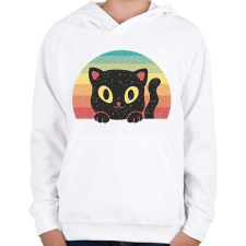 PRINTFASHION Fekete cica - Gyerek kapucnis pulóver - Fehér gyerek pulóver, kardigán