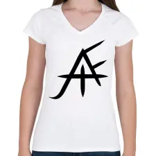 PRINTFASHION fekete jafi szimbólum - Női V-nyakú póló - Fehér női póló