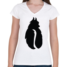 PRINTFASHION fekete kávébabcica - Női V-nyakú póló - Fehér női póló