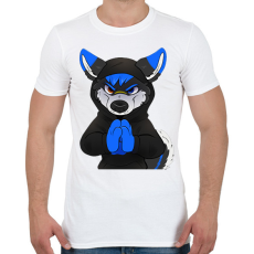 PRINTFASHION Fekete,kék vicces husky vagy farkas - Férfi póló - Fehér