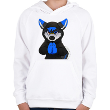 PRINTFASHION Fekete,kék vicces husky vagy farkas - Gyerek kapucnis pulóver - Fehér gyerek pulóver, kardigán