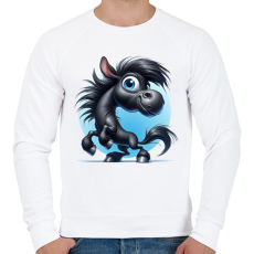 PRINTFASHION Fekete ló - Férfi pulóver - Fehér