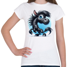 PRINTFASHION Fekete ló - Női póló - Fehér