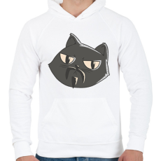 PRINTFASHION Fekete macska - Férfi kapucnis pulóver - Fehér
