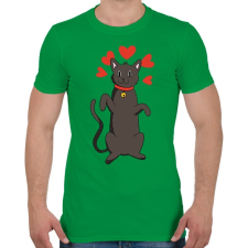 PRINTFASHION Fekete macska - Férfi póló - Zöld férfi póló