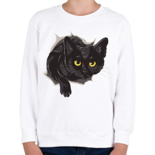 PRINTFASHION Fekete macska - Gyerek pulóver - Fehér gyerek pulóver, kardigán