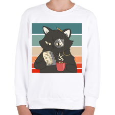 PRINTFASHION Fekete macska - Gyerek pulóver - Fehér gyerek pulóver, kardigán