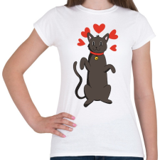 PRINTFASHION Fekete macska - Női póló - Fehér női póló