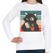 PRINTFASHION Fekete macska - Női pulóver - Fehér női pulóver, kardigán