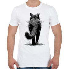 PRINTFASHION Fekete macska rajz - Férfi póló - Fehér férfi póló