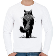 PRINTFASHION Fekete macska rajz - Férfi pulóver - Fehér férfi pulóver, kardigán