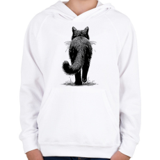 PRINTFASHION Fekete macska rajz - Gyerek kapucnis pulóver - Fehér