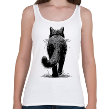 PRINTFASHION Fekete macska rajz - Női atléta - Fehér női trikó