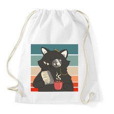 PRINTFASHION Fekete macska - Sportzsák, Tornazsák - Fehér tornazsák