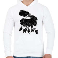 PRINTFASHION Fekete macskák - Férfi kapucnis pulóver - Fehér férfi pulóver, kardigán