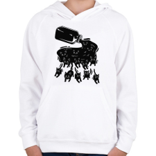 PRINTFASHION Fekete macskák - Gyerek kapucnis pulóver - Fehér gyerek pulóver, kardigán