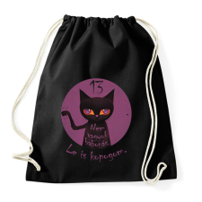 PRINTFASHION Fekete macskás ajándék péntek 13-ra - Sportzsák, Tornazsák - Fekete tornazsák