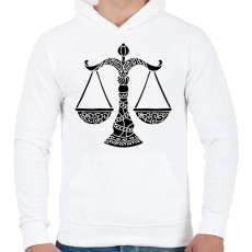 PRINTFASHION Fekete Mérleg horoszkóp - Férfi kapucnis pulóver - Fehér