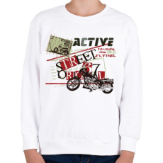 PRINTFASHION Fekete motor - Gyerek pulóver - Fehér