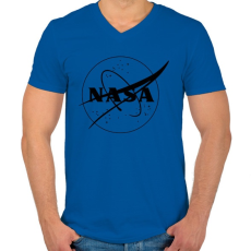 PRINTFASHION Fekete Nasa logo - Férfi V-nyakú póló - Királykék
