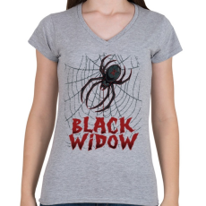 PRINTFASHION Fekete özvegy - Női V-nyakú póló - Sport szürke