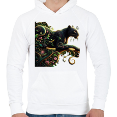 PRINTFASHION Fekete párduc2 - Férfi kapucnis pulóver - Fehér