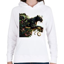 PRINTFASHION Fekete párduc2 - Női kapucnis pulóver - Fehér női pulóver, kardigán