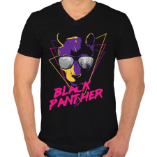 PRINTFASHION Fekete párduc - Férfi V-nyakú póló - Fekete férfi póló