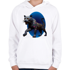 PRINTFASHION Fekete párduc - Gyerek kapucnis pulóver - Fehér gyerek pulóver, kardigán