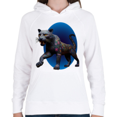 PRINTFASHION Fekete párduc - Női kapucnis pulóver - Fehér