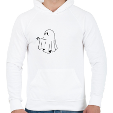 PRINTFASHION Fekete szellem2 - Férfi kapucnis pulóver - Fehér