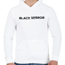 PRINTFASHION Fekete tükör logo - Férfi kapucnis pulóver - Fehér