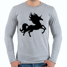 PRINTFASHION Fekete unikornis - Férfi hosszú ujjú póló - Sport szürke férfi póló