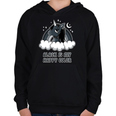 PRINTFASHION Fekete unikornis - Gyerek kapucnis pulóver - Fekete