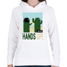 PRINTFASHION Fel a kezekkel! - Kaktusz - Női kapucnis pulóver - Fehér női pulóver, kardigán