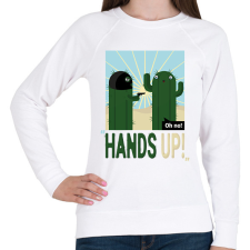 PRINTFASHION Fel a kezekkel! - Kaktusz - Női pulóver - Fehér női pulóver, kardigán