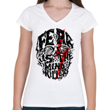 PRINTFASHION Félelem - Női V-nyakú póló - Fehér női póló