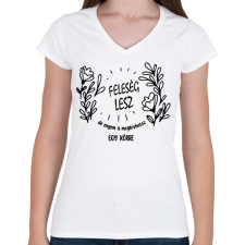 PRINTFASHION Feleség lesz - Női V-nyakú póló - Fehér női póló