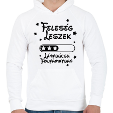 PRINTFASHION Feleség leszek Lánybúcsú folyamatban - Férfi kapucnis pulóver - Fehér férfi pulóver, kardigán