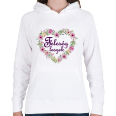 PRINTFASHION Feleség leszek (virágos szív) - Női kapucnis pulóver - Fehér