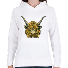 PRINTFASHION Felföldi marha - Női kapucnis pulóver - Fehér
