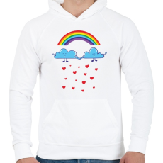 PRINTFASHION Felhőcskék - Férfi kapucnis pulóver - Fehér