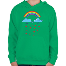 PRINTFASHION Felhőcskék - Gyerek kapucnis pulóver - Zöld gyerek pulóver, kardigán