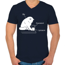 PRINTFASHION Félig üres vagy félig tele? - Férfi V-nyakú póló - Sötétkék