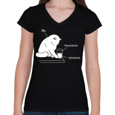 PRINTFASHION Félig üres vagy félig tele? - Női V-nyakú póló - Fekete női póló