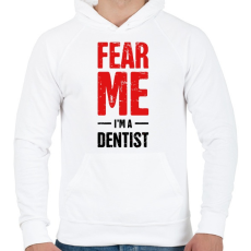 PRINTFASHION Félj tőlem, én vagyok a fogorvos 2 - Férfi kapucnis pulóver - Fehér