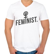 PRINTFASHION Feminista - Férfi V-nyakú póló - Fehér férfi póló