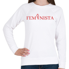 PRINTFASHION Feminista rózsával - Női pulóver - Fehér női pulóver, kardigán