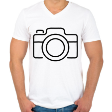 PRINTFASHION fényképezőgép  - Férfi V-nyakú póló - Fehér férfi póló