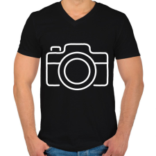 PRINTFASHION fényképezőgép  - Férfi V-nyakú póló - Fekete férfi póló
